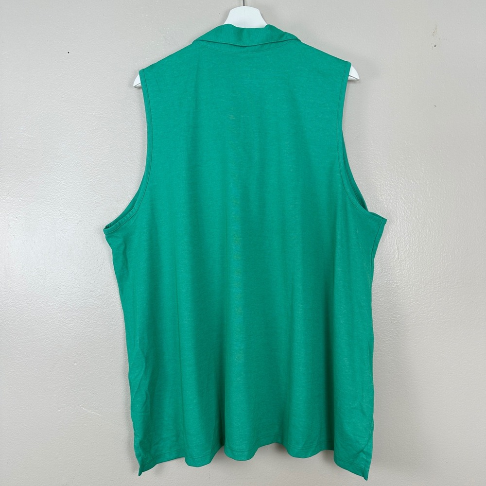 Lands' End Women's 3X Sleeveless Polo Shirt Green V-Neck Pique Cotton Blend - Picture 2 of 9
